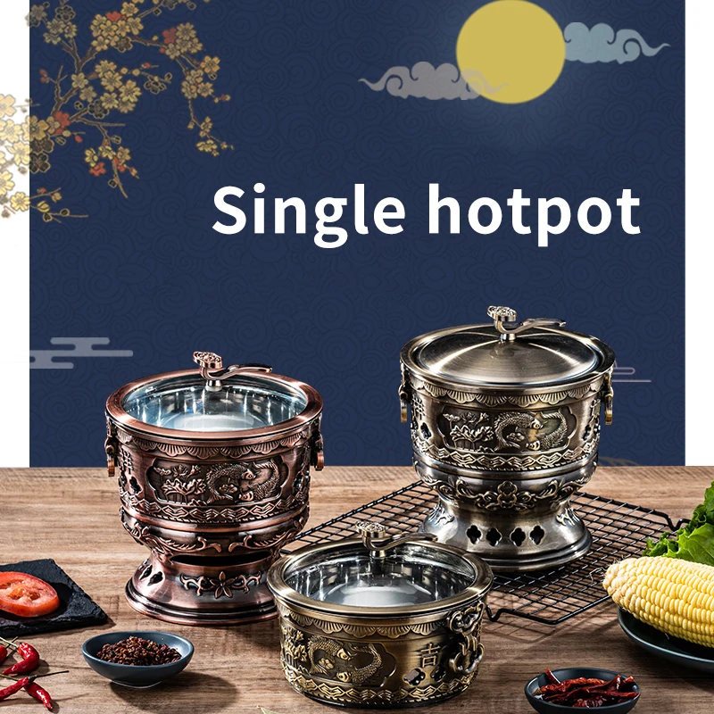 Hotel Classic Personal Hot Pot Mini Alcohol Stove Shabu Shabu Single Stainless Steel Hot Pot