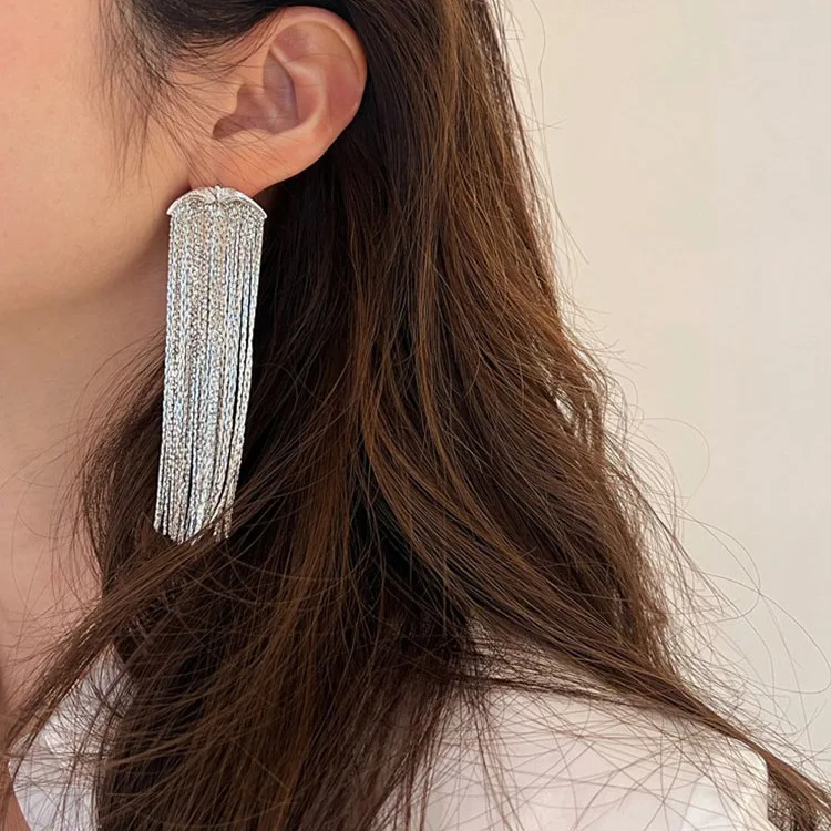 FY Fashion Jewelry Fine 925 Silver Post  Exquisite Vintage Boho Chain Linear Tassel Drop Dangling Birds Earrings For Women Men