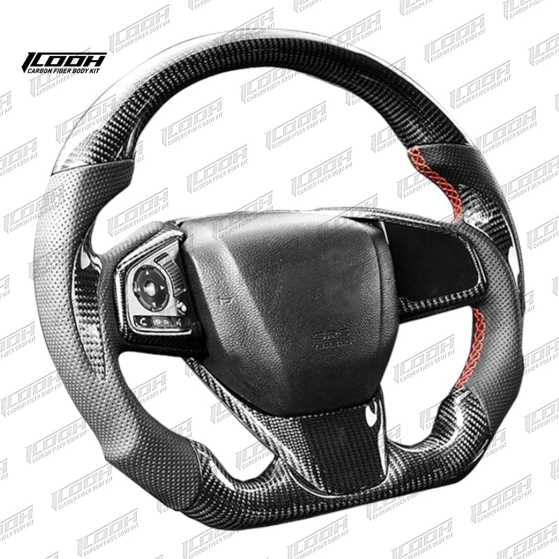 ICOOH Racing Carbon Fiber Fibre Body Kit Steering Wheel Fit For Honda Civic 10TH Accord Honda Fit Avancier Spirior