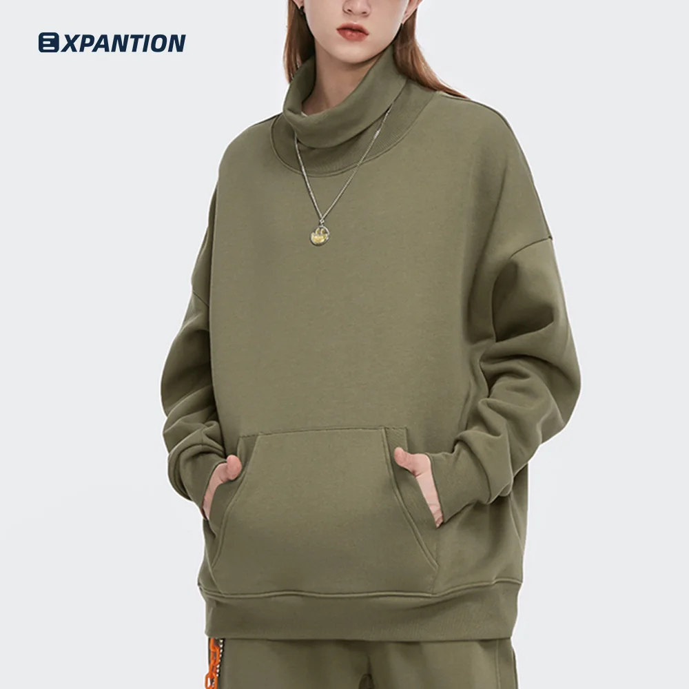 EXP winter autumn fashion custom logo printing embroidery turtleneck mens hoodies sweatshirts manufacturer