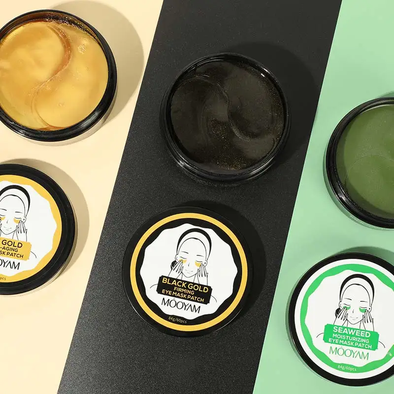 Remove Dark Circle Seaweed Natural Collagen Sleep Patch 24k Gold Eye Mask Gel Pads Hydrogel Herb Black Gold Under Eye Patches