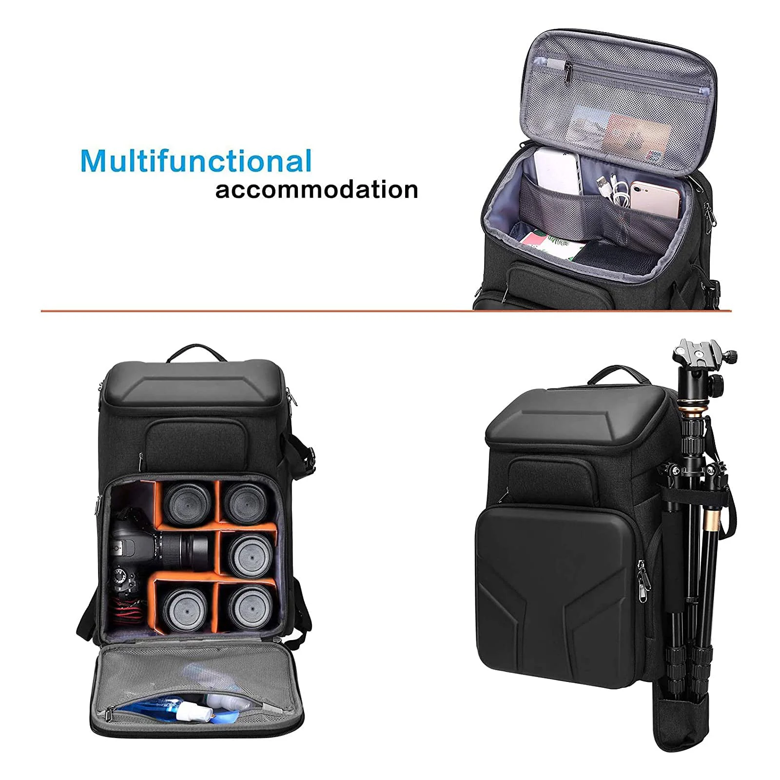QQgift 2024 New OEM Custom Water Resistant DSLR SLR Mirrorless Photography Hard Shell Compartment Holder Camera Equipment Bag