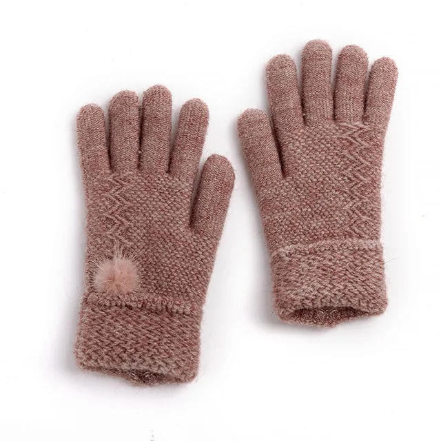 Custom Winter Thick Hand Gloves Smart Mink Wool Women Knitted Warm