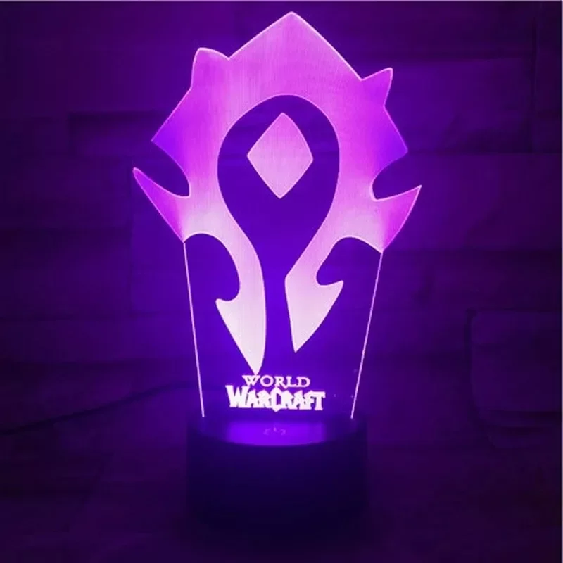 World of Warcraft Night Light Creative 3D Illusion Acrylic Table Desk Base LED Table Lamp Desk Lamp Night