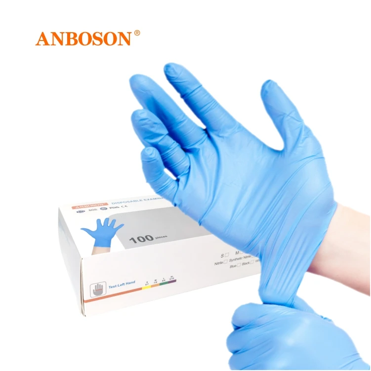 Anboson Powderfree Diamond Blended Nitrile Gloves 100 Xs Powder Free Blue Medicical Disposable Nitrile Glove Black