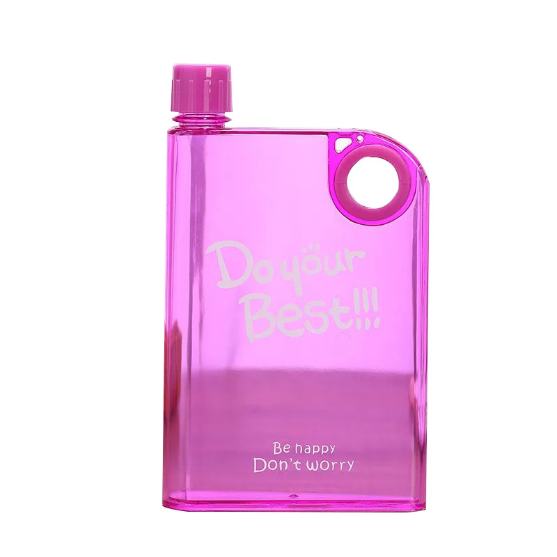 Transparent Portable flat cup casual cup notebook kettle fashion gym square water bottle Notebook Drink Water Bottle For Sports