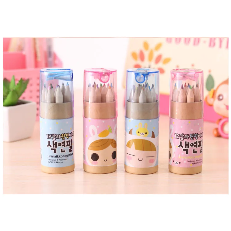 Wholesale short  3.5 inch 6 mini natural colored pencil natural wood colored pencils