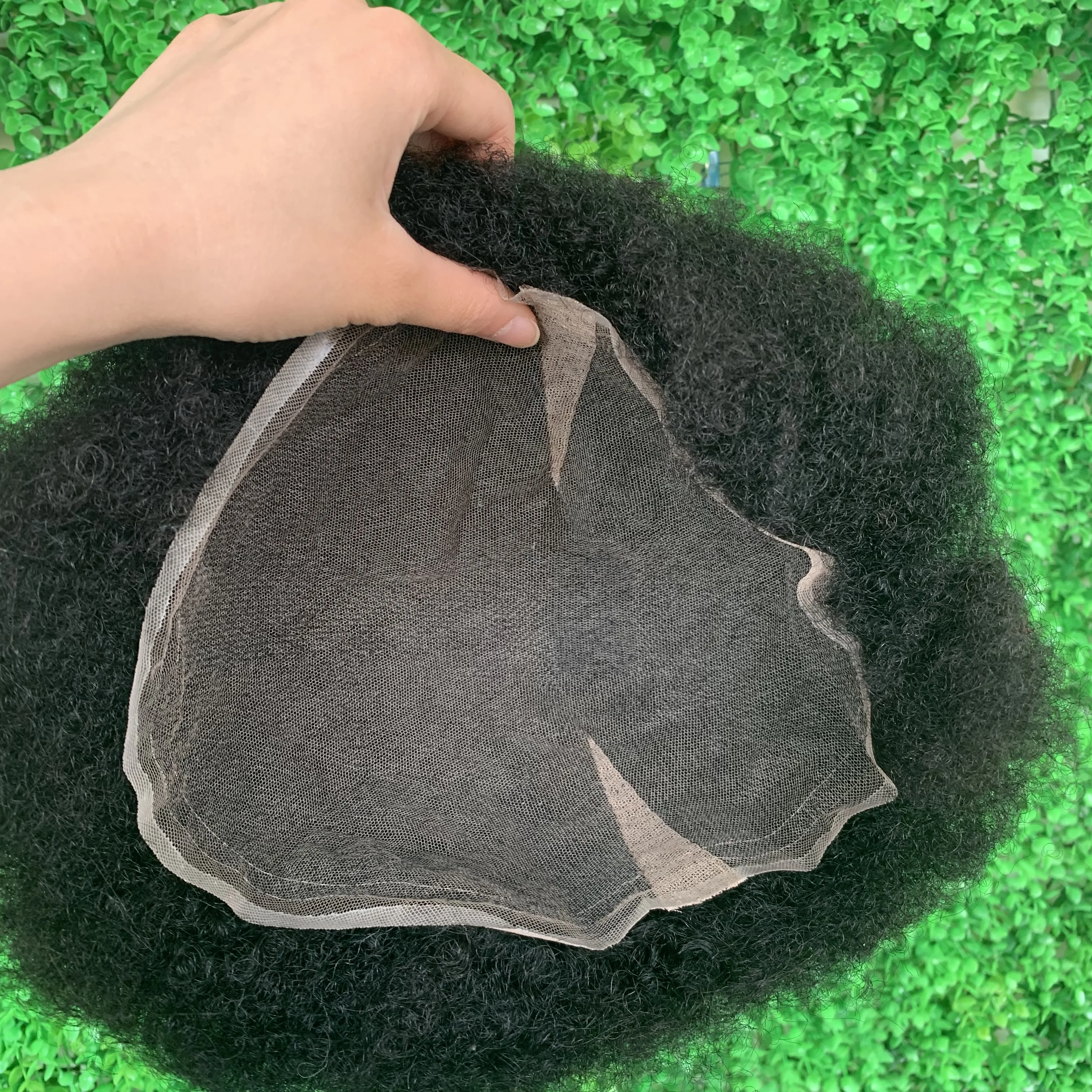 Afro Toupee for Black Men Human Hair Swiss Lace Man Weave Balding Mens Custom Hair Unit 8x10inch Male Hair 1/1b