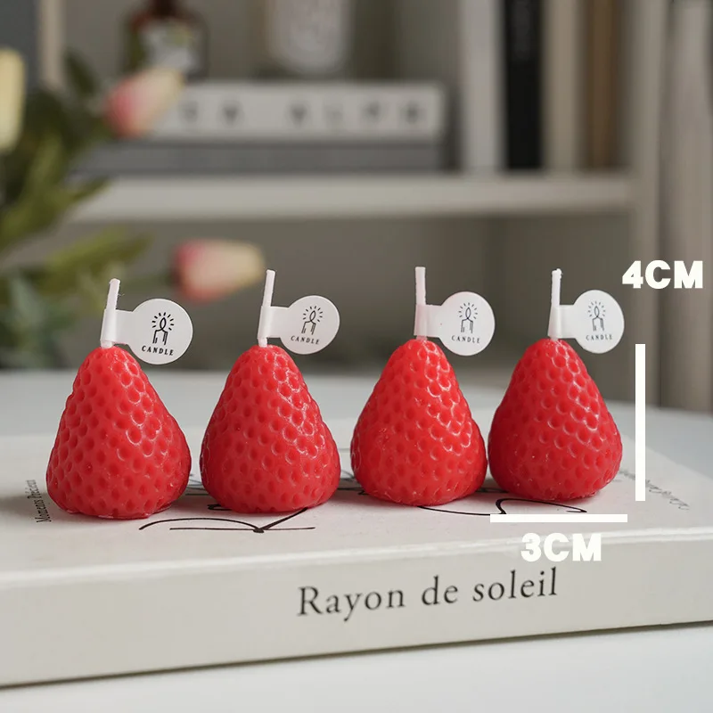 Wholesale Cute Mini  Aromatherapy Novelty Strawberry Shaped Party Decoration Gifts Birthday Candles For Girl