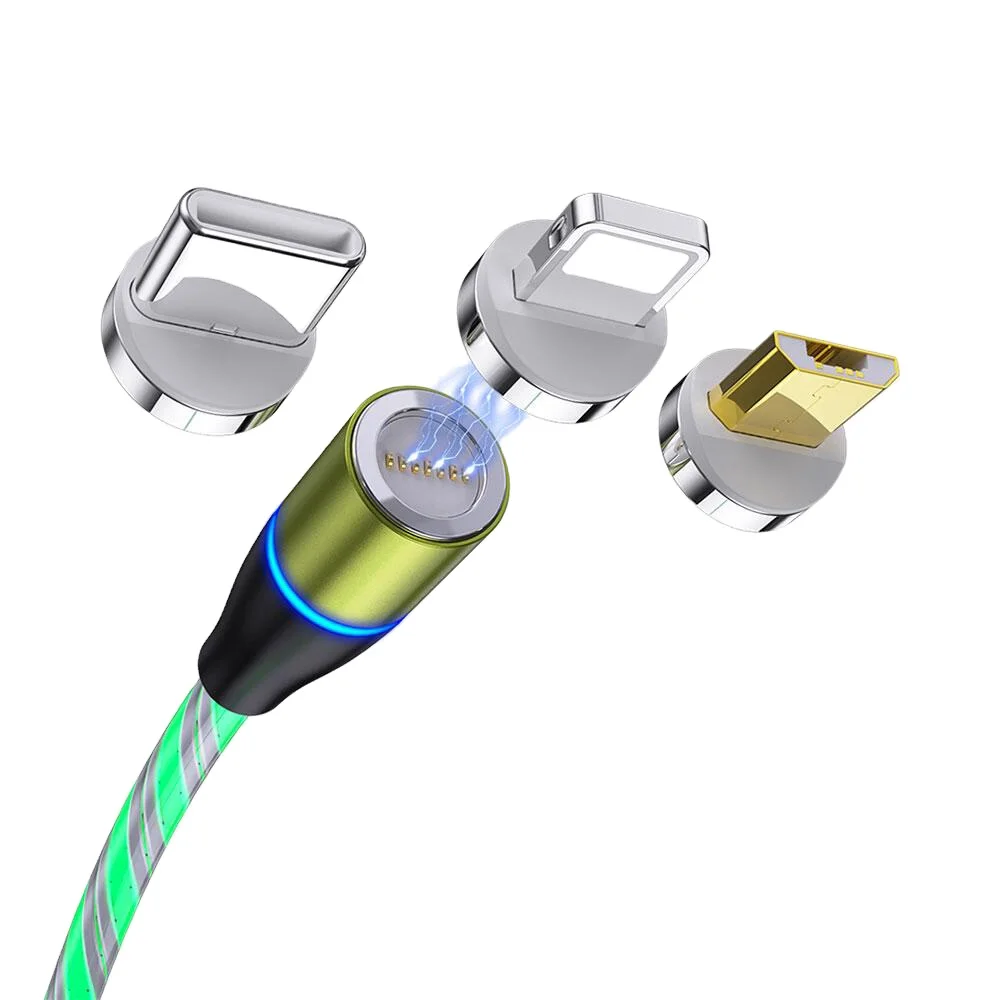 3A fast charging micro usb c 360 rotating magnet data cable 3 IN 1 magnetic charging cable for phone tablet