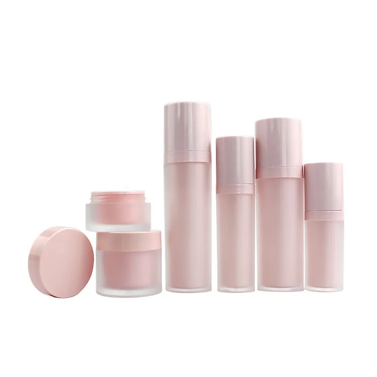 Custom Logo Luxury 30ml 50ml 100ml 120ml 30g 50g Pink Lotion Bottle Jars Acrylic Bottles For Cosmetics Packaging Containers Set