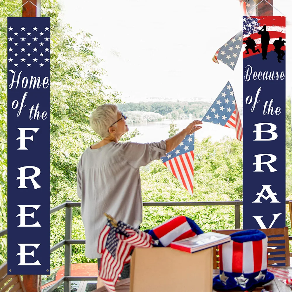 New Independence Day Couplet Flag American Creative Decoration Wall Stickers Door Curtains Hanging Cloth