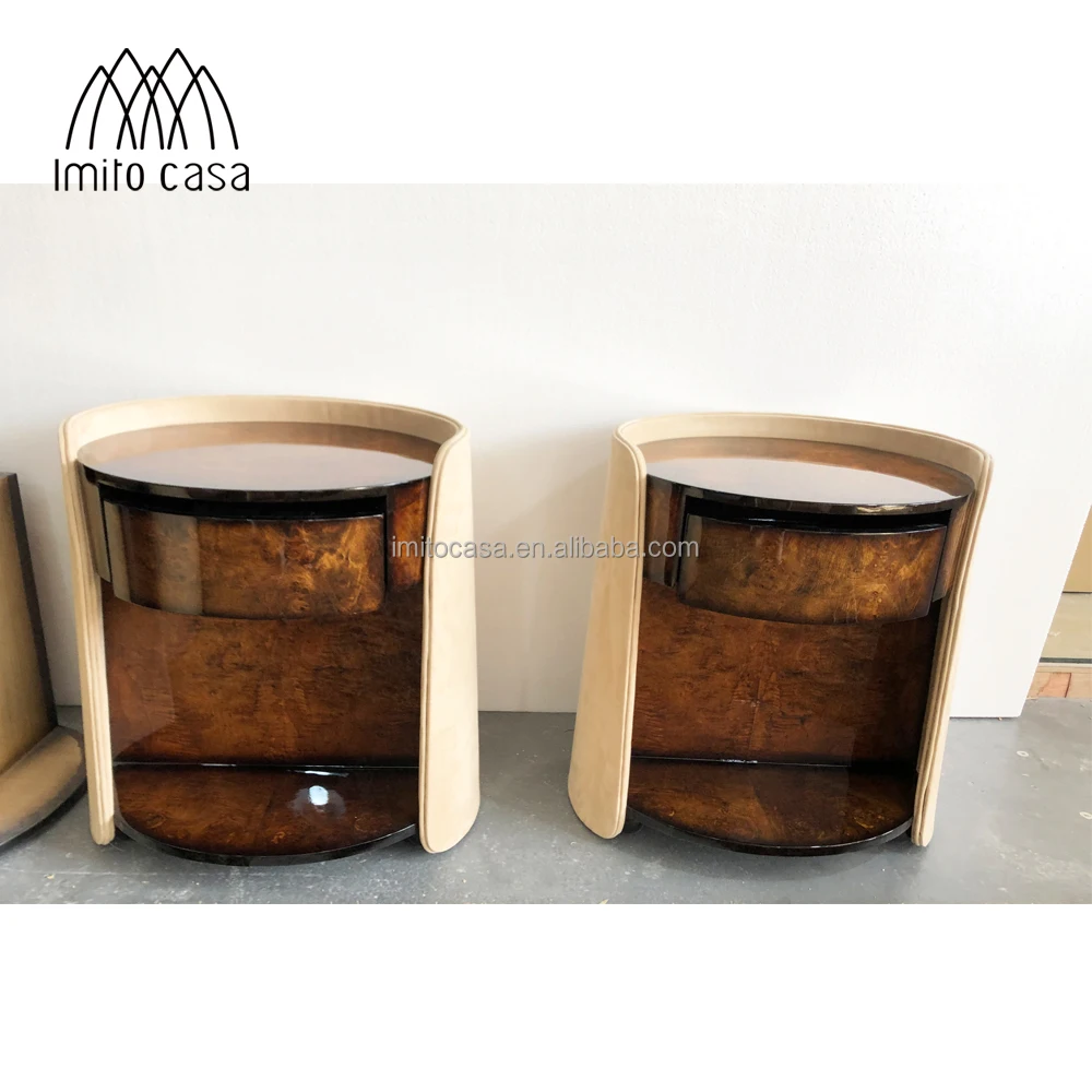 
New Design Italian Bedroom Furniture Glossy Painting Nightstand/ Post-modern Bedside Cabinet/ Entry Lux Veneer Bedside Table 