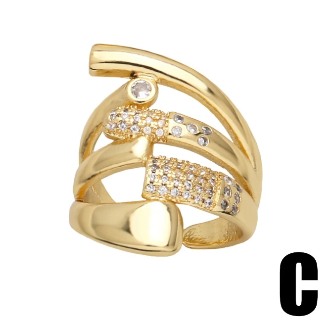 Wholesale Hot New Rings Wide Vintage 18k Gold Platinum Plated Simple Band Rings Adjustable Ring Women