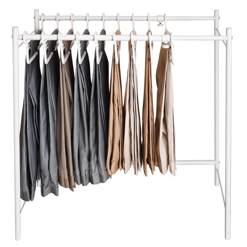 Large capacity bedroom wardrobe clothes rack telescopic double pole telescopic foldable clothes rack stand PR-50
