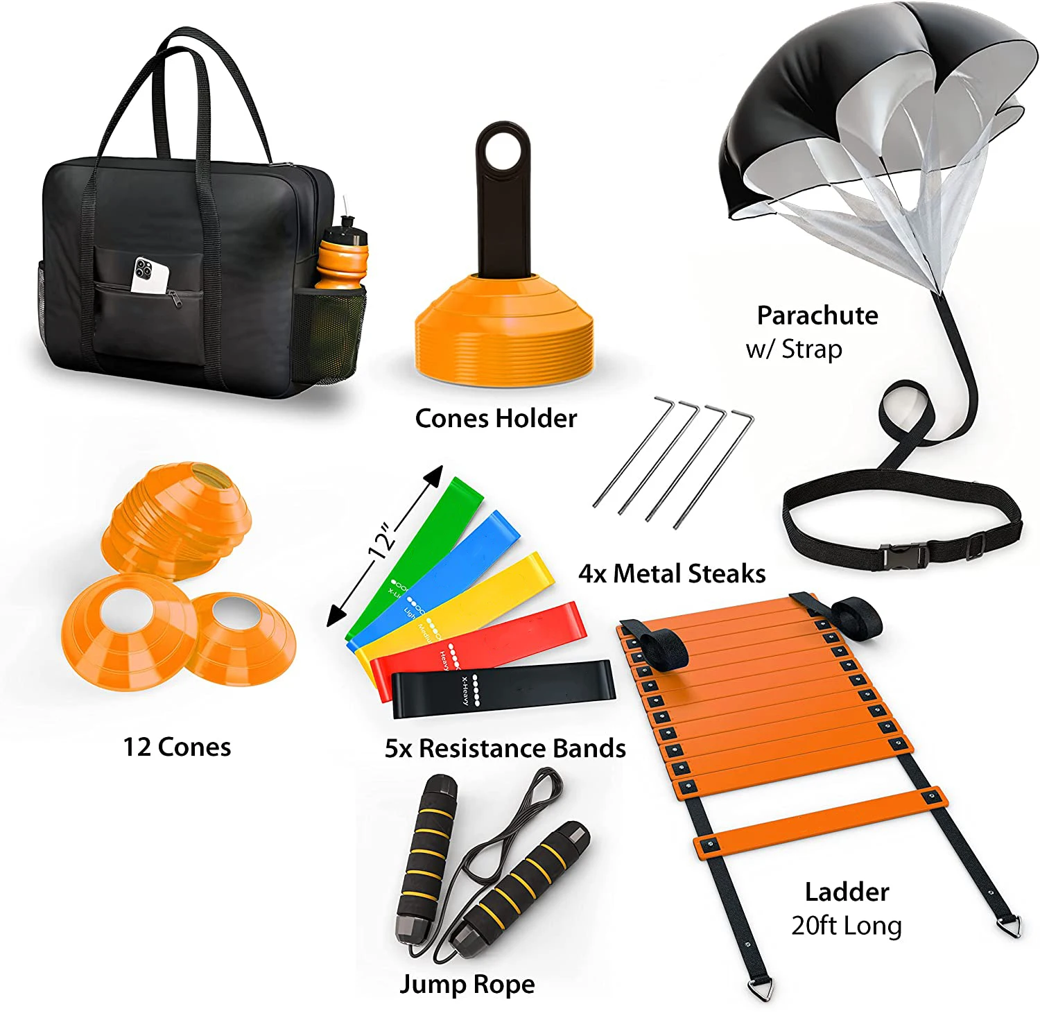 Sports Agility Training Equipment with Training Ladder and Soccer Cones, Speed and Agility Training Set - Hurdles