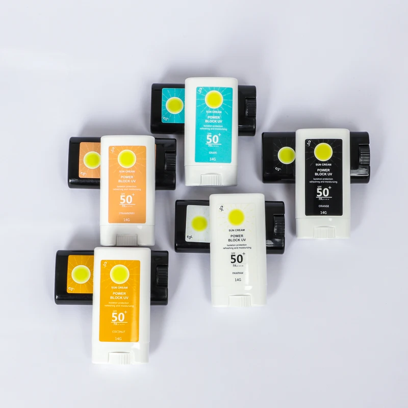 GMPC SPF 50 colored zinc sunblock sun stick glow stick sunscreen 15ml brightening private label water based sunscreen stick