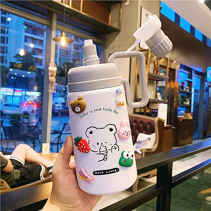 800ml  Portable Jug Stainless steel Fitness Water bottle With Big Handle Customized Logo Water Bottle Outdoor