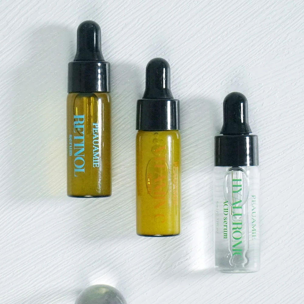 OEM 3 IN 1 Facial Serum Anti-Aging Wrinkle Whitening Skin Rejuvenating Travel Kit Vegan Vitamin C Face Serum