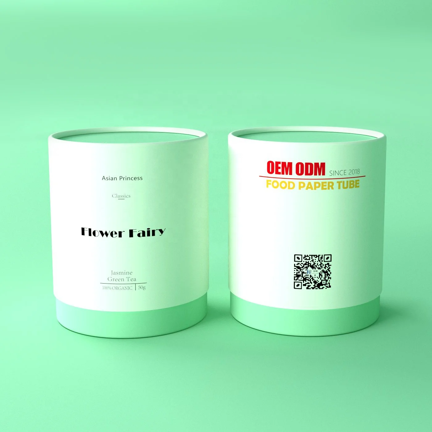 Custom Printing Bio-degradable Cylinder Food Paper Cardboard Premium Tea Canister Bags Tube Box Packaging for Loose Tea Package