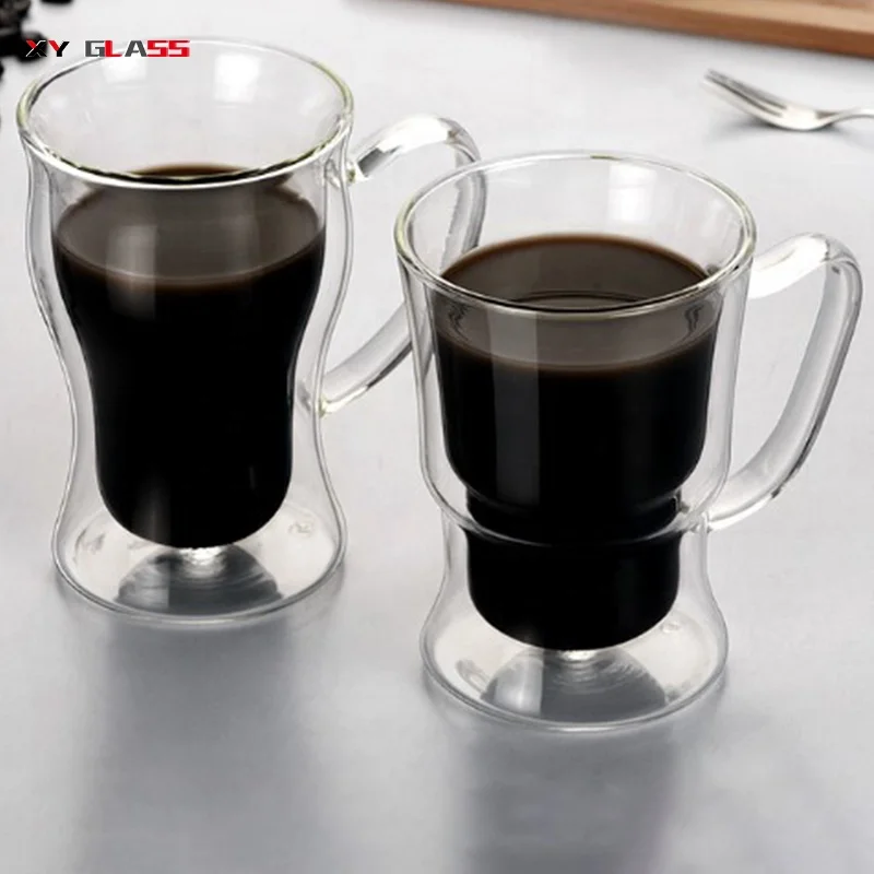 Eco-Friendly lead free old time feature classical double wall glass coffee mug