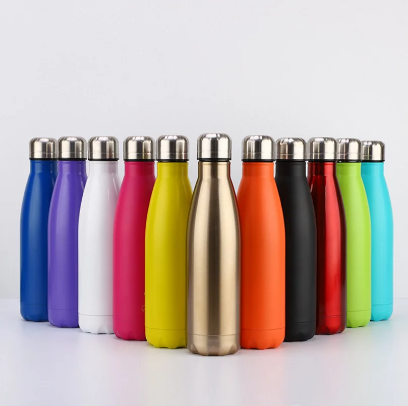 Custom Logo Vacuum Sport Double Wall Copper Stainless Steel Thermo Cola Shape Drink Insulated Water Bottles