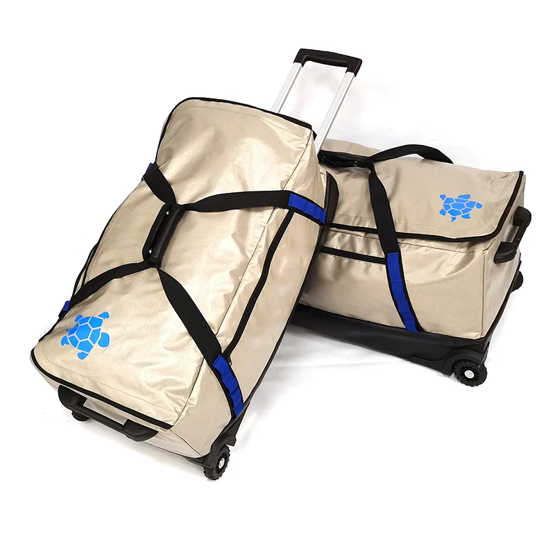 Custom Rolling Duffle Bag With Wheels Ripstop Polyester Water Repellent Wheeled Travel Duffel Luggage With Roller