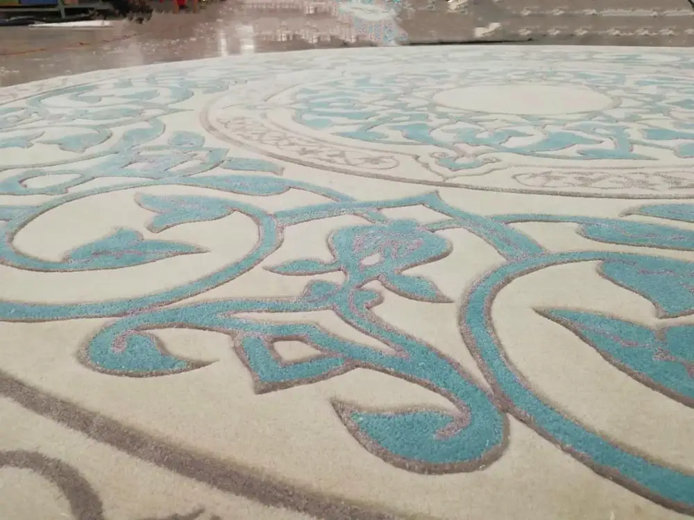 Modern design customized furniture round carpet  high quality Floor wool and silk rug Luxury home hotel living room