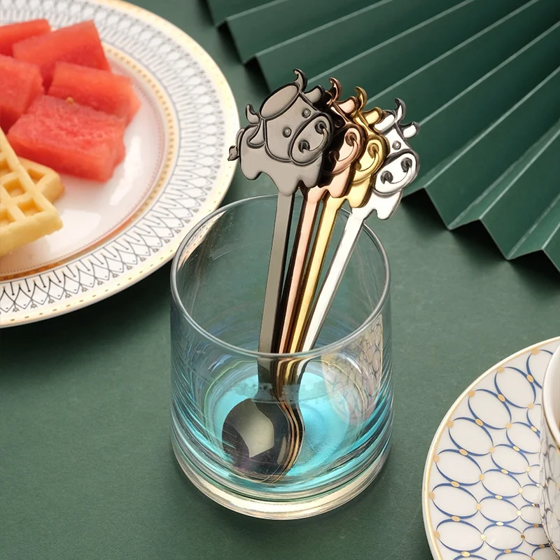 Creative Cat Design Long Handle Dessert Spoon Ice Cream Candy Teaspoon Tableware Coffee Spoon