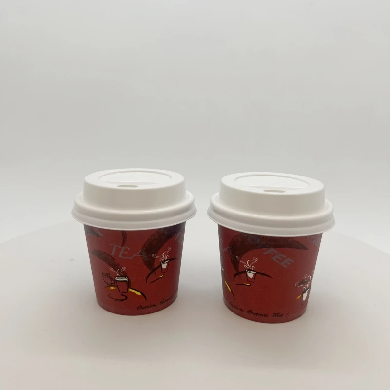 Wholesale printed single wall coffee tea taste mini paper cup with lids takeaway 4oz paper cup in stock