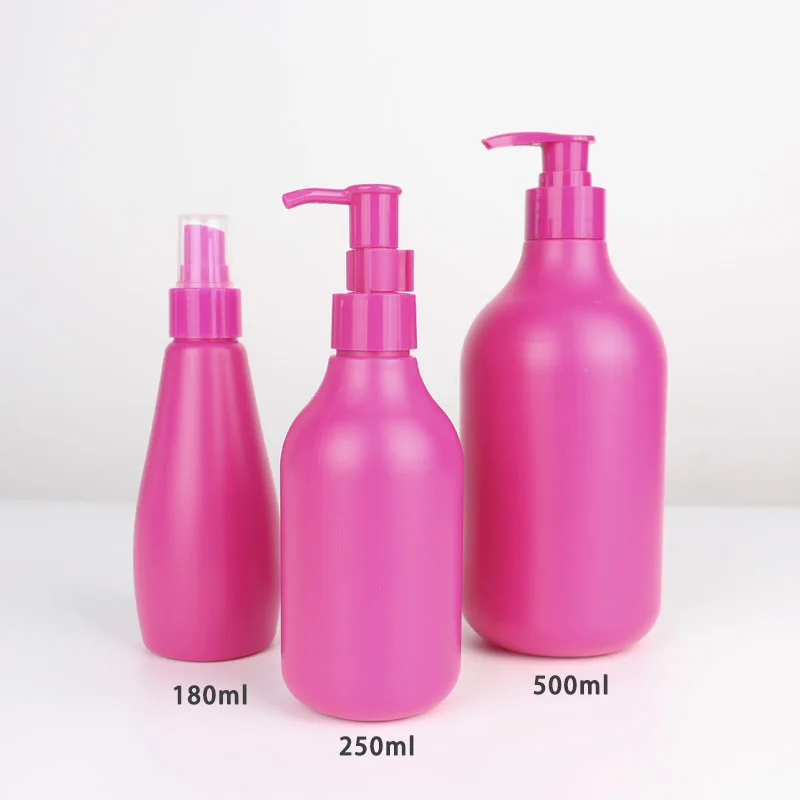 Factory Wholesale 180ml 250ml 500ml Round HDPE Shampoo  Plastic Spray Bottle Liquid Disinfection Soap Bottle