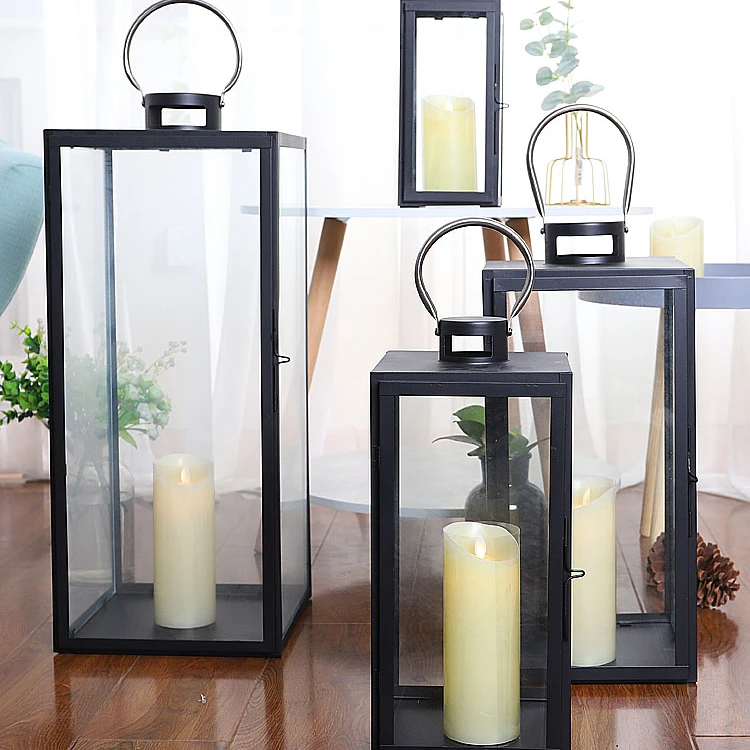 Candle Holder Metal Large WindProof Wind Lamp Wedding Centerpieces Candlestick Crystal Candelabra Candle Lantern