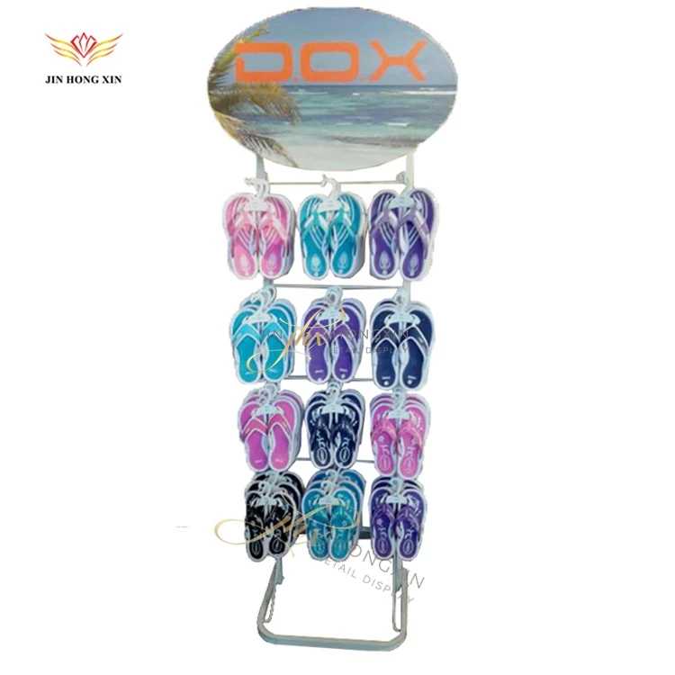 Rotating Bag Hat Shoes Slippers Toy Store Display Rack With Hooks Pegs And LCD Screen for Retail Store Supermarket