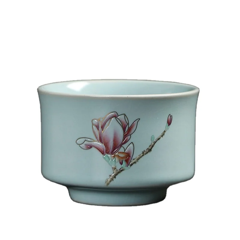 
Chinese style handmade ru-ceramic kungfu tea cup retro personal cup 150ml Crab claw pattern 