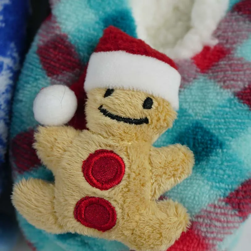 Christmas Snowman Ginger Man Coral Fleece Warm Soft Thick Sole Slides Indoor Slippers for Women