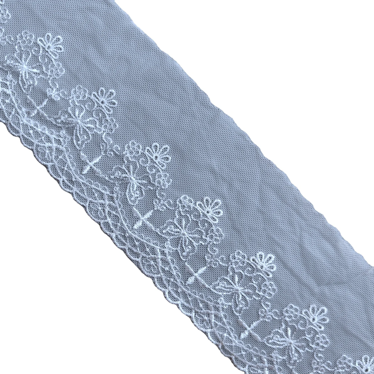 white color embroidery liturgical cross floral border lace design for altar clothes