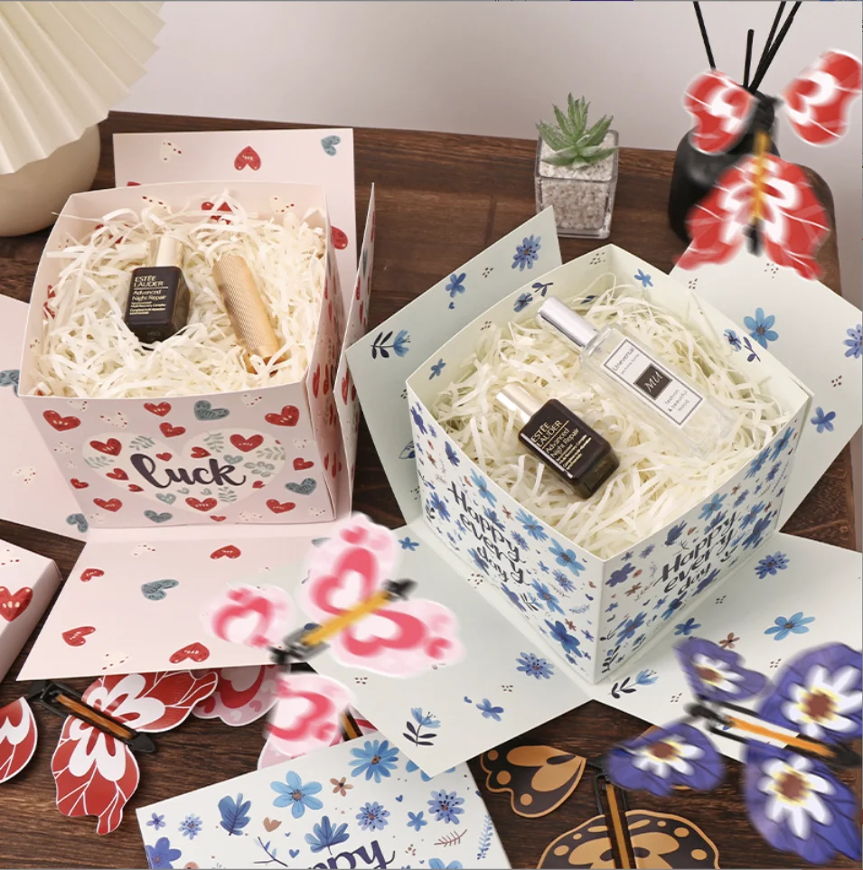 Pop Up высокое качество на заказ DIY Подарочная коробка бабочка сюрприз подарки взрыв