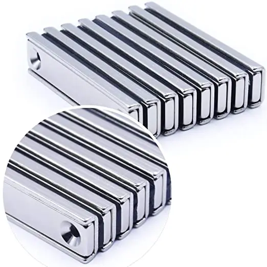 Super Strong Pot Magnets Rectangular Neodymium  Holder With Countersink