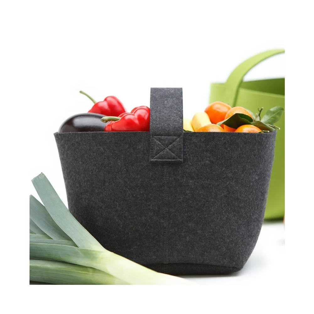 Large Capacity Felt Fire Wood Basket Storage Bag for Vegetables Fruits