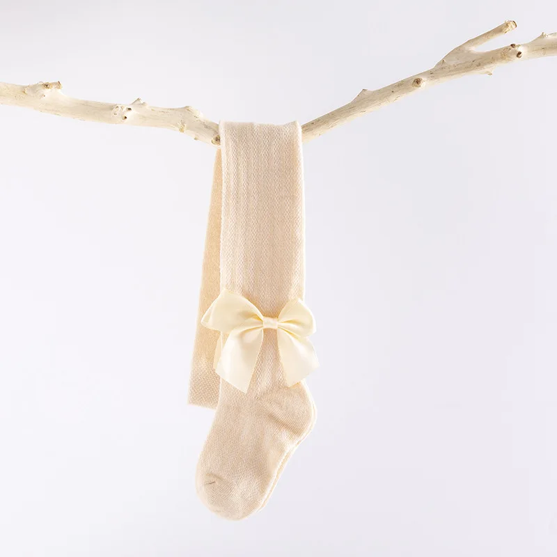 Fancy Summer Color Hollow Mesh Breathable Big Bow-knot Little Girl Elegant Soft Tights Pantyhose