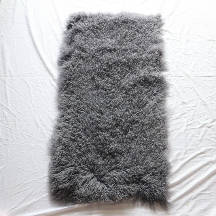24x48 Inches real luxury fluffy Fur Mongolian lamb blanket throw plate