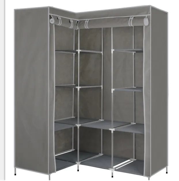 
Fast Delivery Wholesale Multilayer Portable Folding Waterproof assemble fabric corner wardrobe 