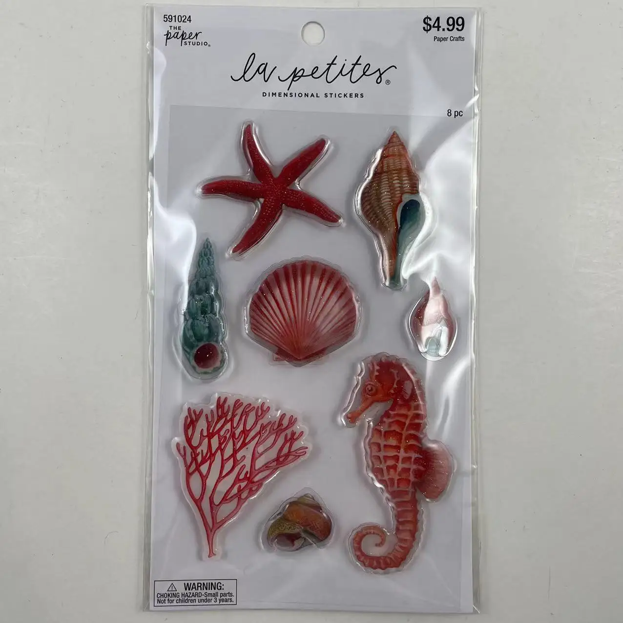 Lovely customized sea horse & shell & sea snail shape epoxy sticker 3D stickers
