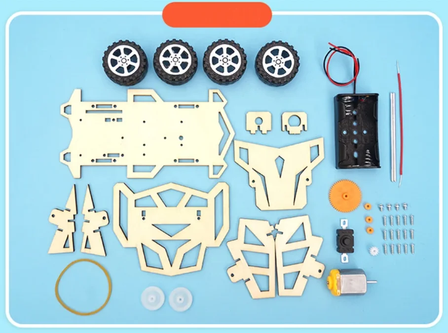 C-20A Diy Wireless Four-wheel Car Assembly For Kids Wooden Puzzles STEM Science Kits School Student Remote Control Car Wood
