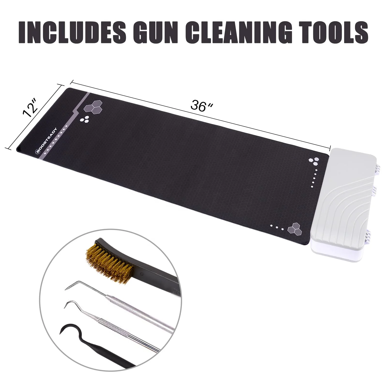 BOOSTEADY Gun Cleaning Mat 36 x 12in, Non-Slip Workbench Pad, Large Surface Gun Mat in Storage Box