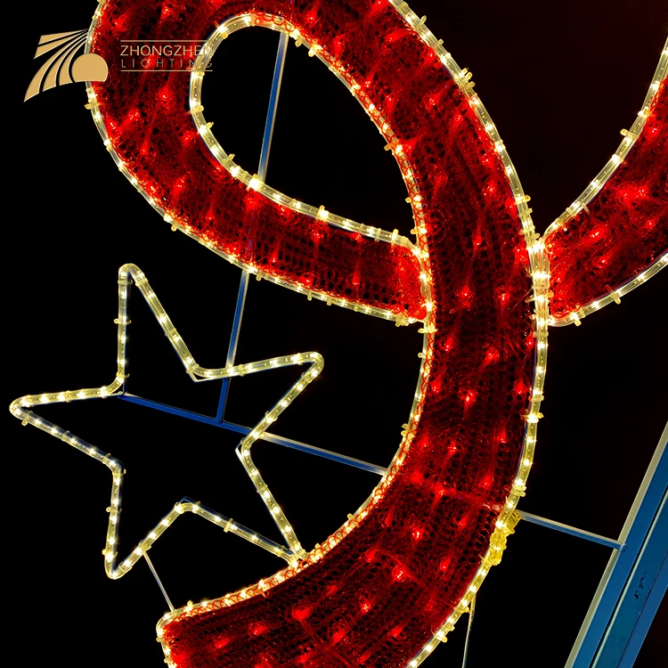 Outdoor Waterproof Holiday Decoration Street Pole Mounted LED Star Motif Lights