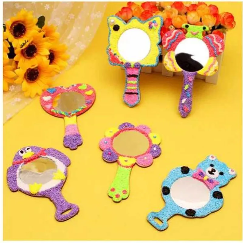 Wooden DIY Small Mirror Wooden Crafts Laser Cutting Wooden Chip Creative Decorative Mirror