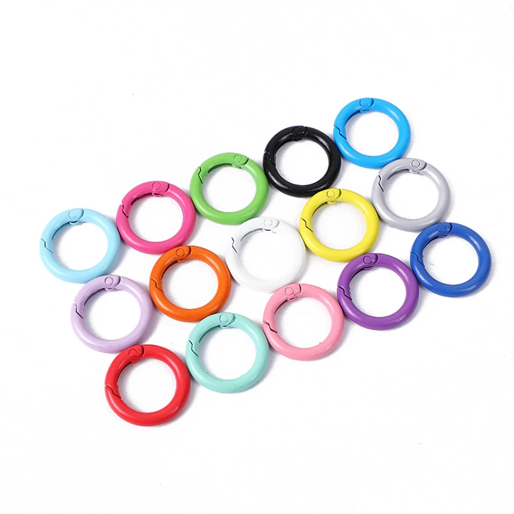 2024 new round spray painted spring buckle split ring keychain metal alloy DIY luggage accessories