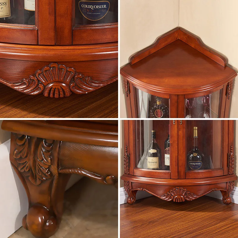 Hot selling home bar furniture corner wine cabinet  living room storage cabinet wooden corner home bar wine cabinet