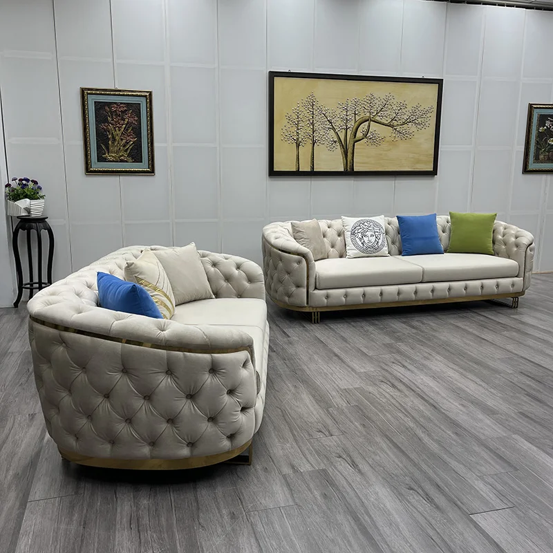Home rooms furniture small sofa set modern luxury sectional velvet fabric 1 2 3 seater couch living room sofas for small space